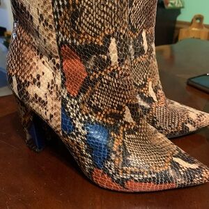 BAMBOO Multicolor Snakeskin Heeled Boots